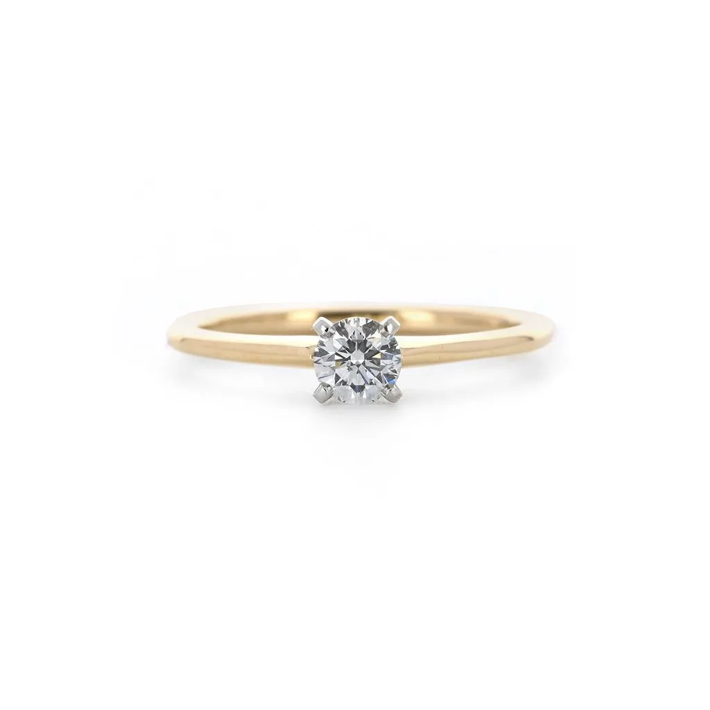 0.31ctw Round Diamond Engagement Ring - Yellow Gold