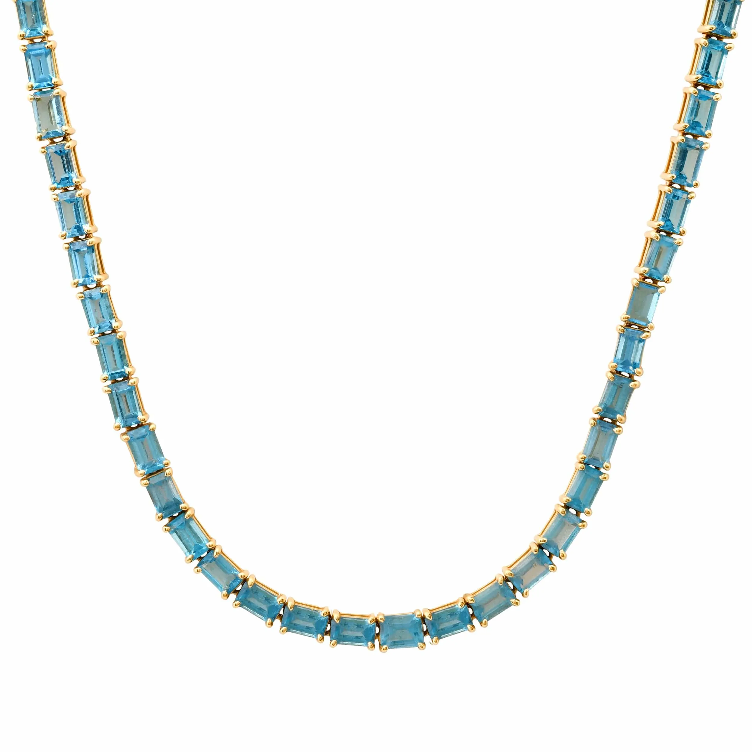 14K & 18K Gold East West Blue Topaz Necklace