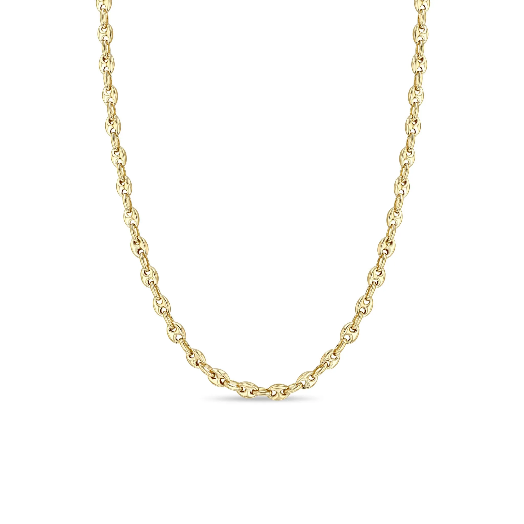 14k Gold Small Puffed Mariner Chain Necklace