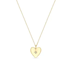 14k Star Set Diamond Small Aura Heart Necklace