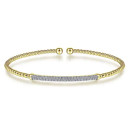 14K Y Gold .34ctw Diamond Bar Bangle Bracelet