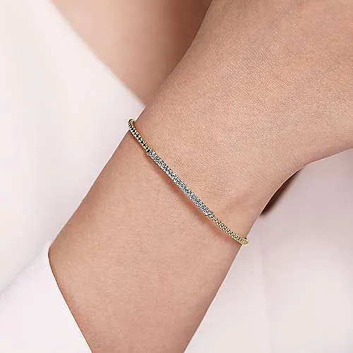 14K Y Gold .34ctw Diamond Bar Bangle Bracelet