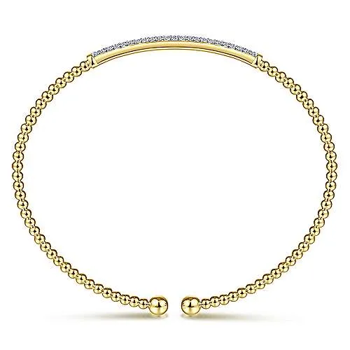 14K Y Gold .34ctw Diamond Bar Bangle Bracelet