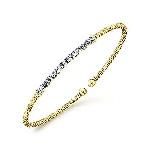 14K Y Gold .34ctw Diamond Bar Bangle Bracelet