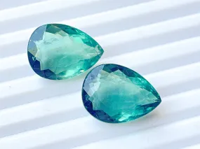 14x20MM Natural Green Fluorite Pear Shape faceted Cut Loose Gemstone Matching Pair