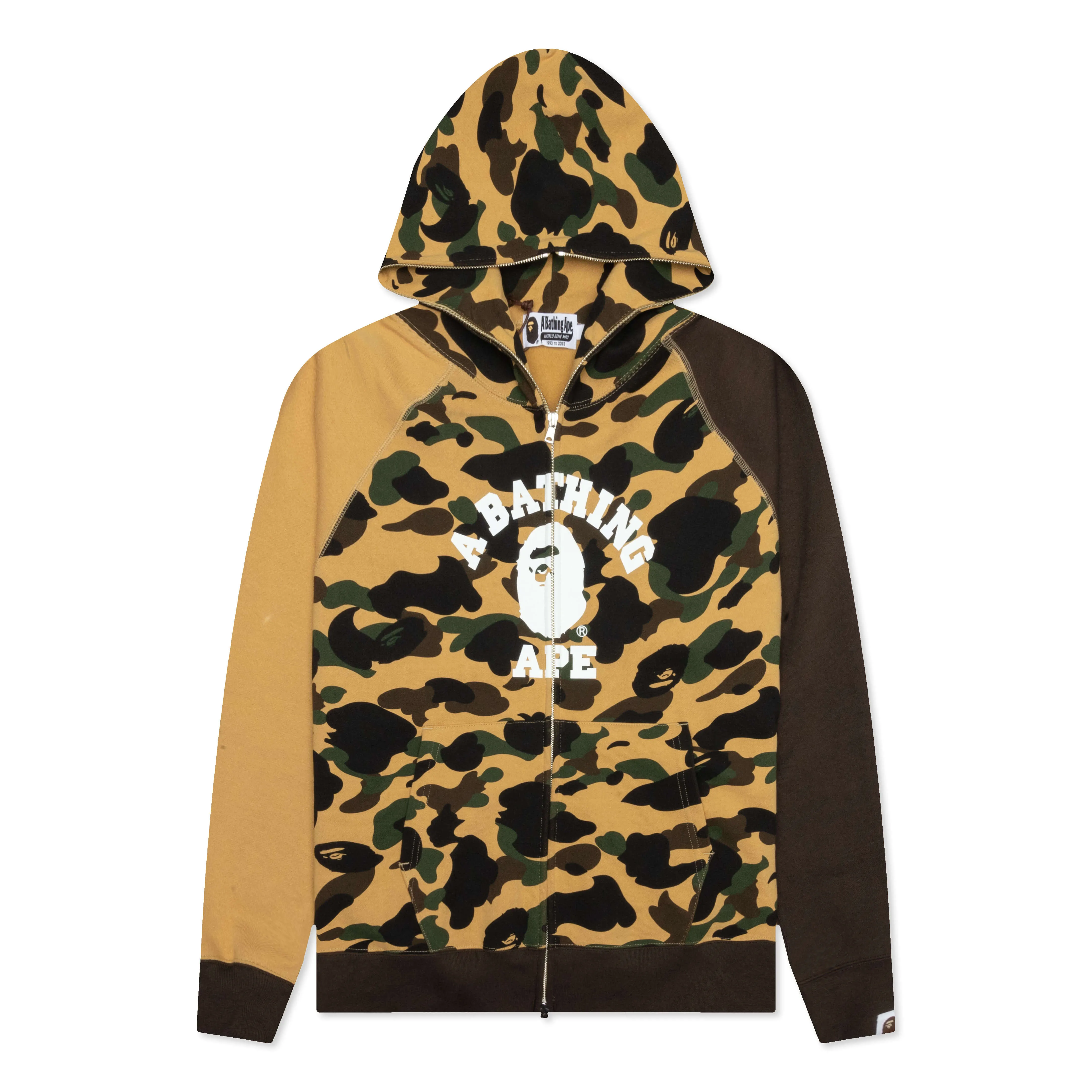 1st Camo Crazy College Full Zip Hoodie - Yellow