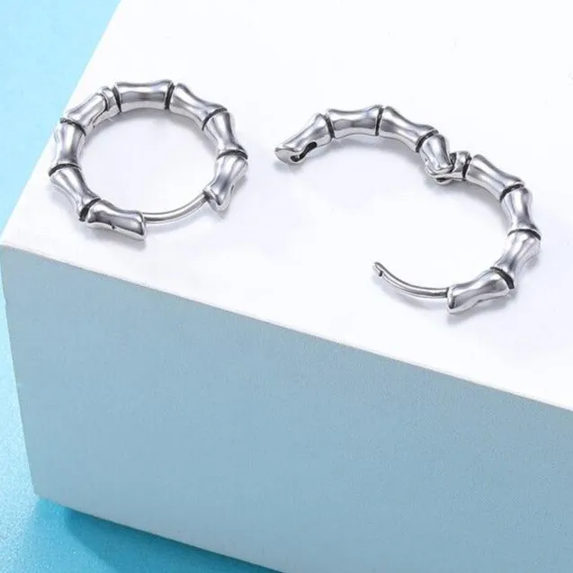 3 Pairs Gothic Ear Rounds 316L Stainless Steel Punk Hoop Earrings Set