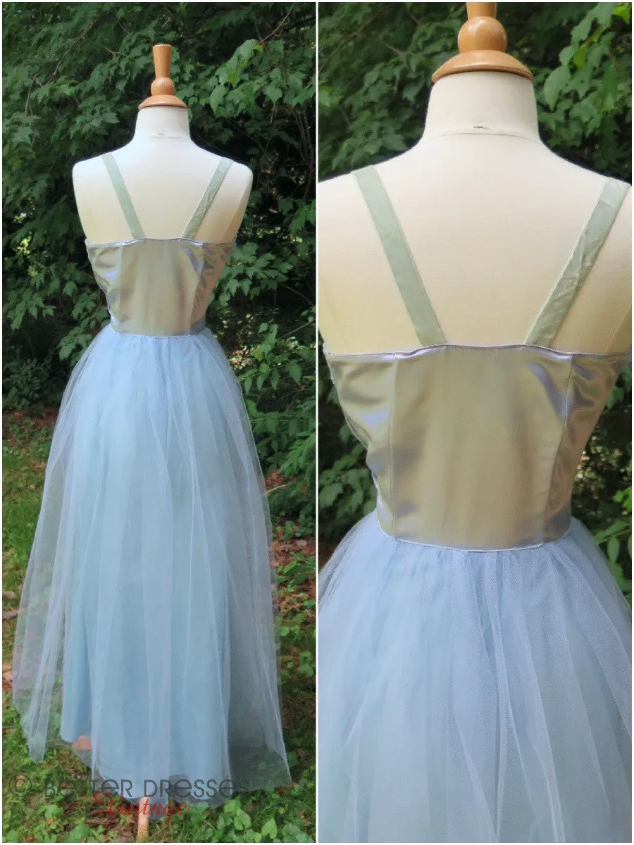 40s/50s Light Blue Satin Gown & Bolero - sm