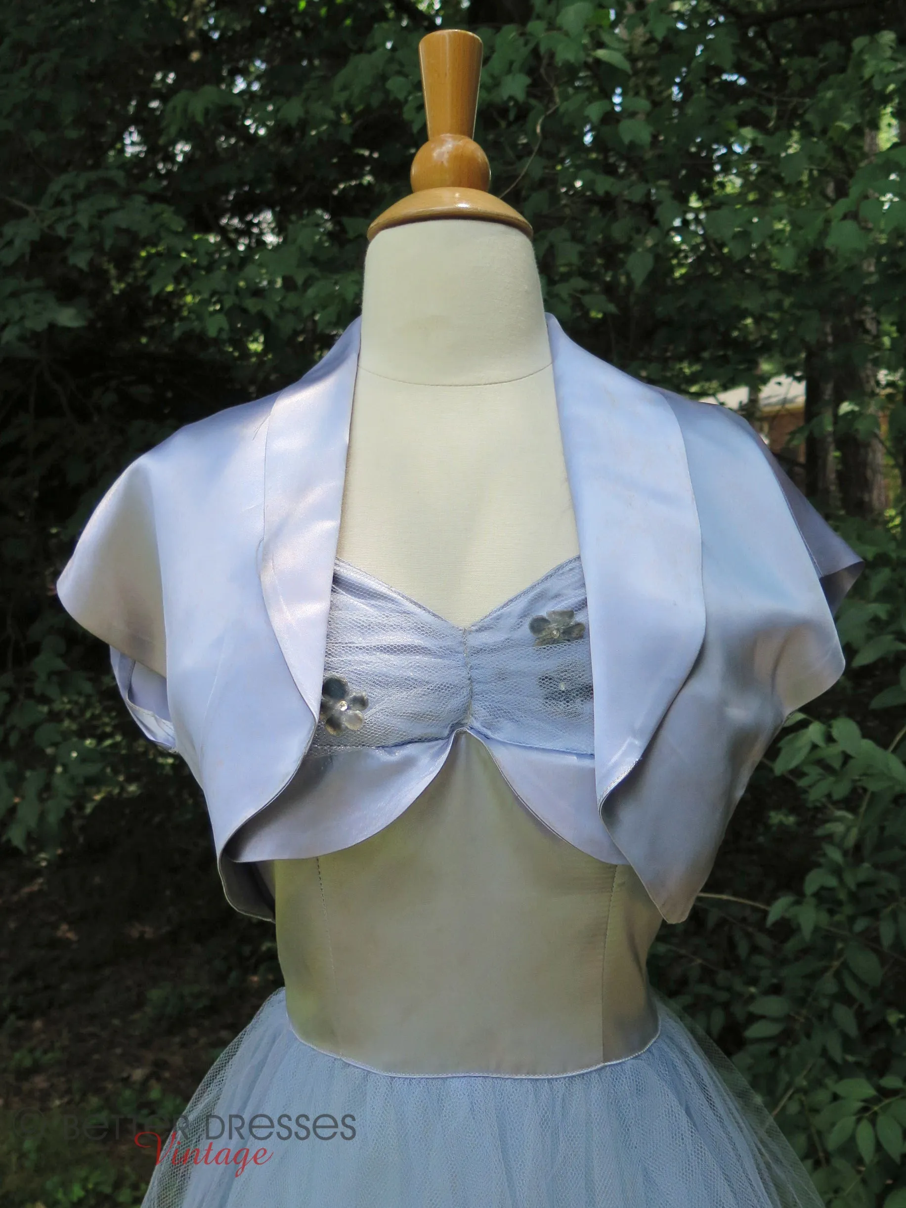 40s/50s Light Blue Satin Gown & Bolero - sm