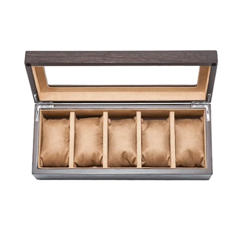 5 Slots Wooden Watch and Jewelry Storage Box with Window