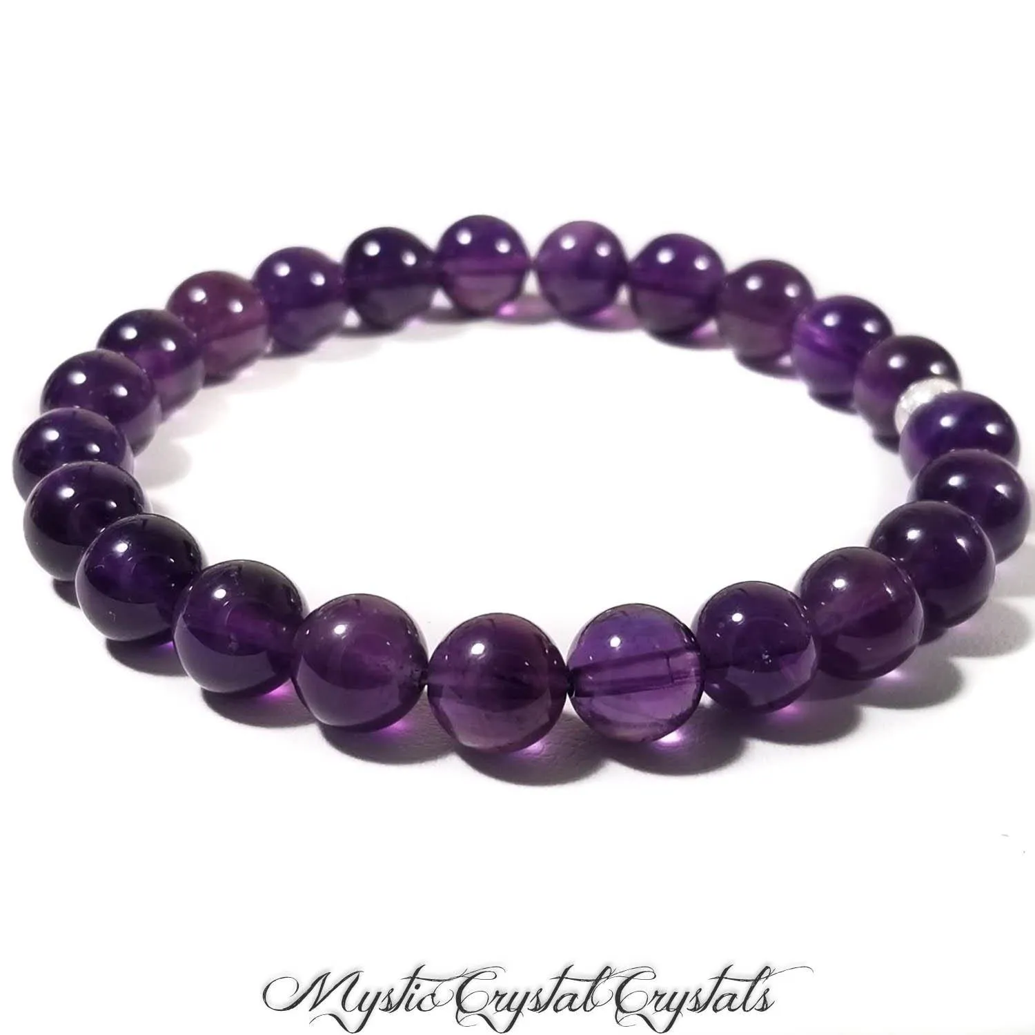 8mm Amethyst Gemstone Bracelet