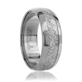 8mm Silver Tone Tungsten Meteorite Tungsten Ring