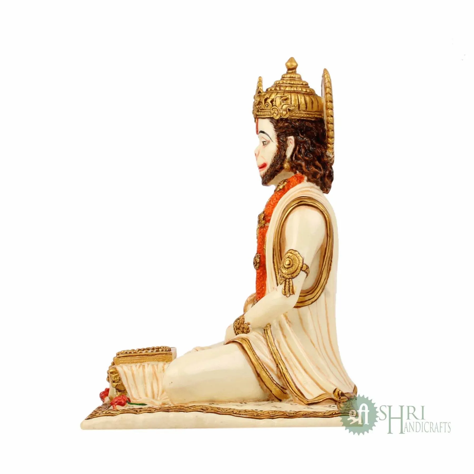 8" HANUMAN SITTING STATUE FINE GOLD PAINTING