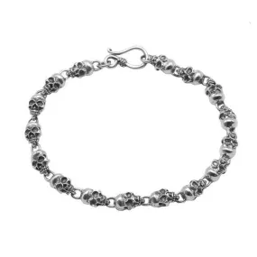 925 Sterling Silver Retro Skull Friendship Bangle Bracelet