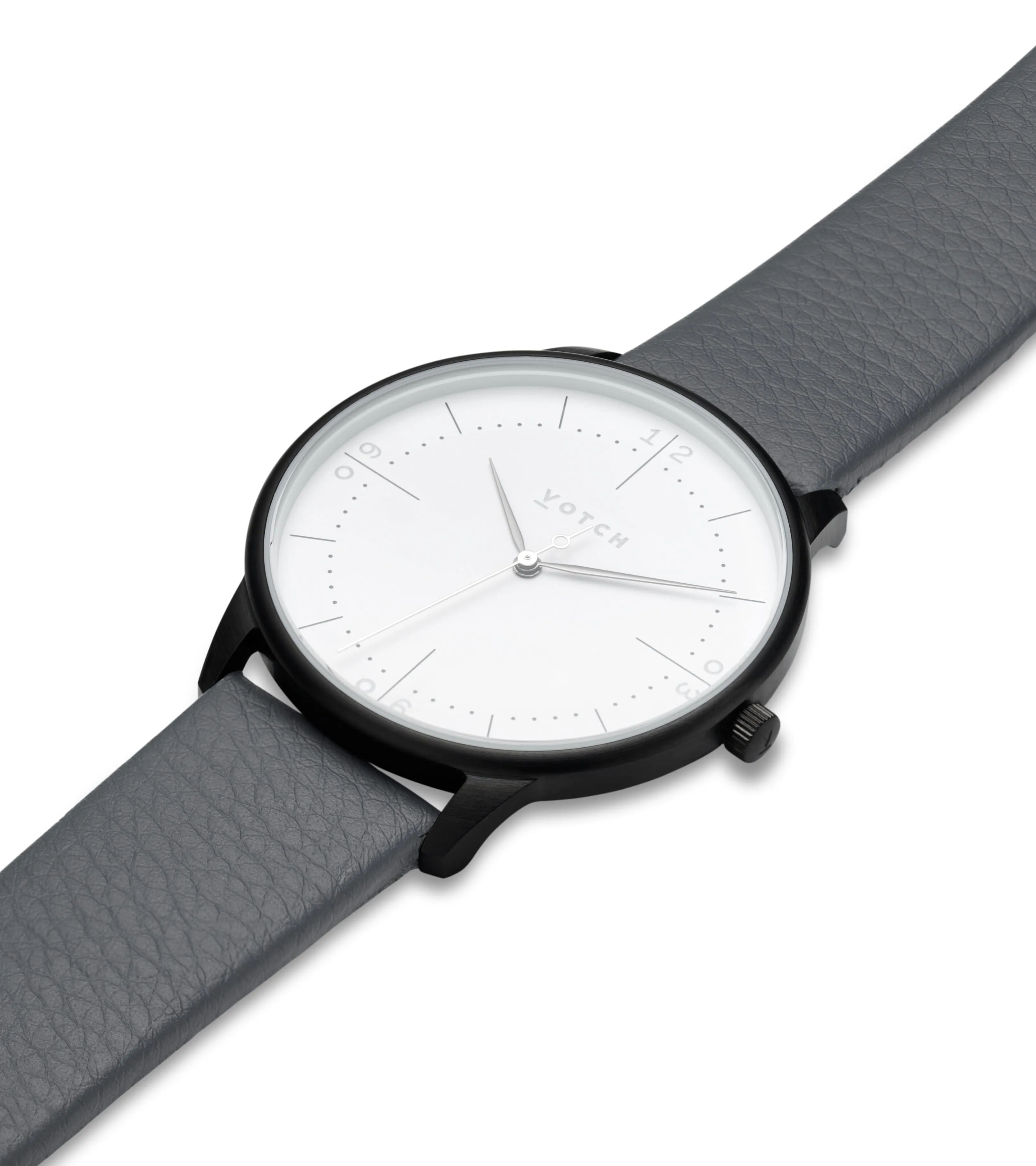 Aalto Watch with Black & White Dial | Slate Grey Vegan Leather Strap