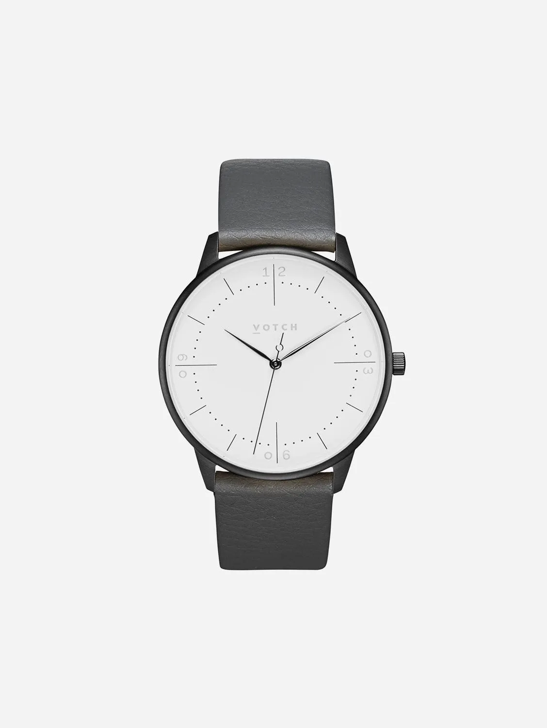 Aalto Watch with Black & White Dial | Slate Grey Vegan Leather Strap