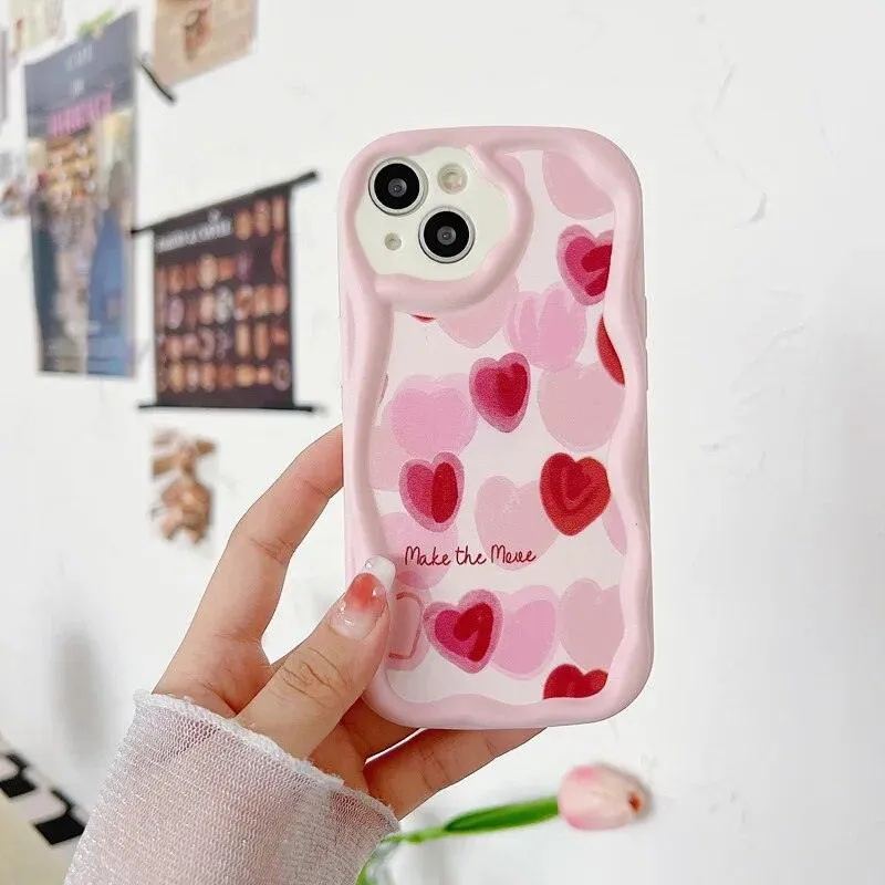 Abstract Floral Heart Cute Phone Case for iPhone 11, 12, 13, 14, 14 Plus, 7, 8, 8 Plus, X, XR, XS, XS Max