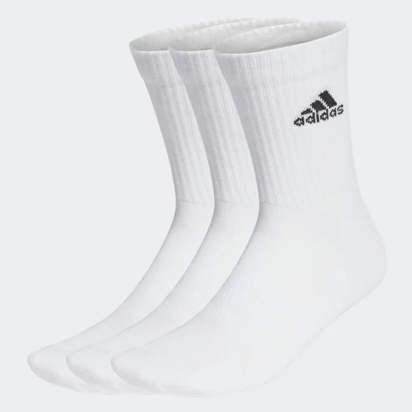 ADIDAS UNISEX CUSHIONED CREW 3 PAIRS WHITE SOCKS