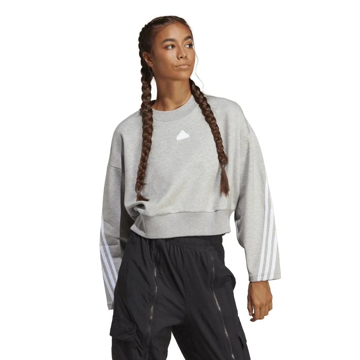 ADIDAS WOMEN'S FUTURE ICONS 3-STRIPES GREY SWEATSHIRT