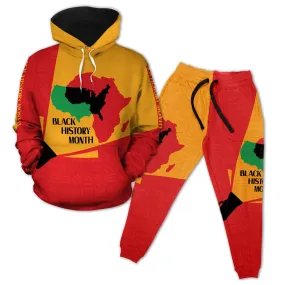 African American Black History Month All-over Hoodie and Joggers Set