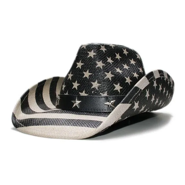 American Flag Cowboy Hat with Adjustable Strap