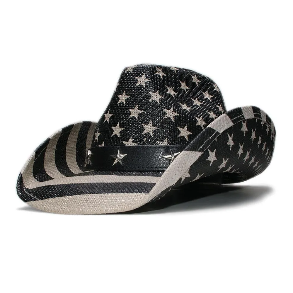 American Flag Cowboy Hat with Adjustable Strap