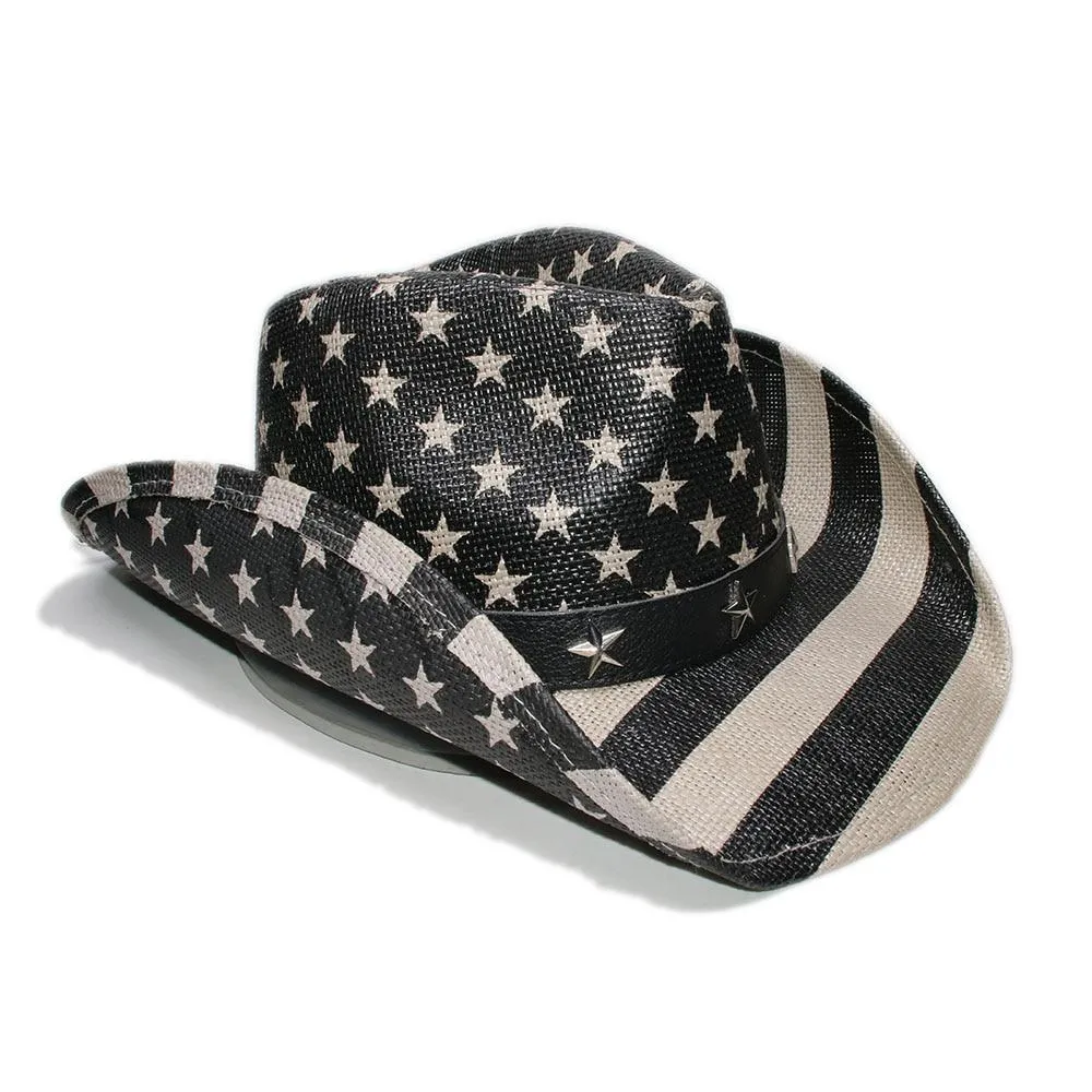 American Flag Cowboy Hat with Adjustable Strap