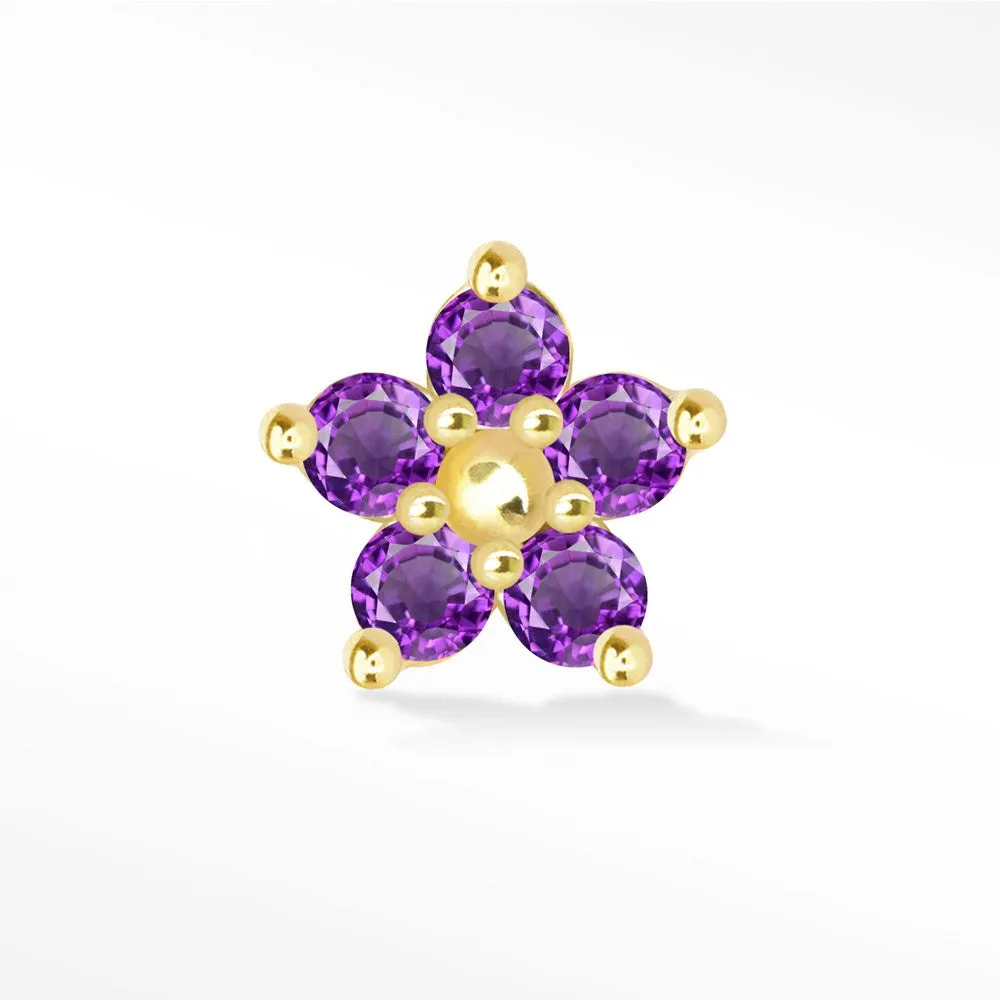 Amethyst Flat Back Earring Buttercup 14k Yellow