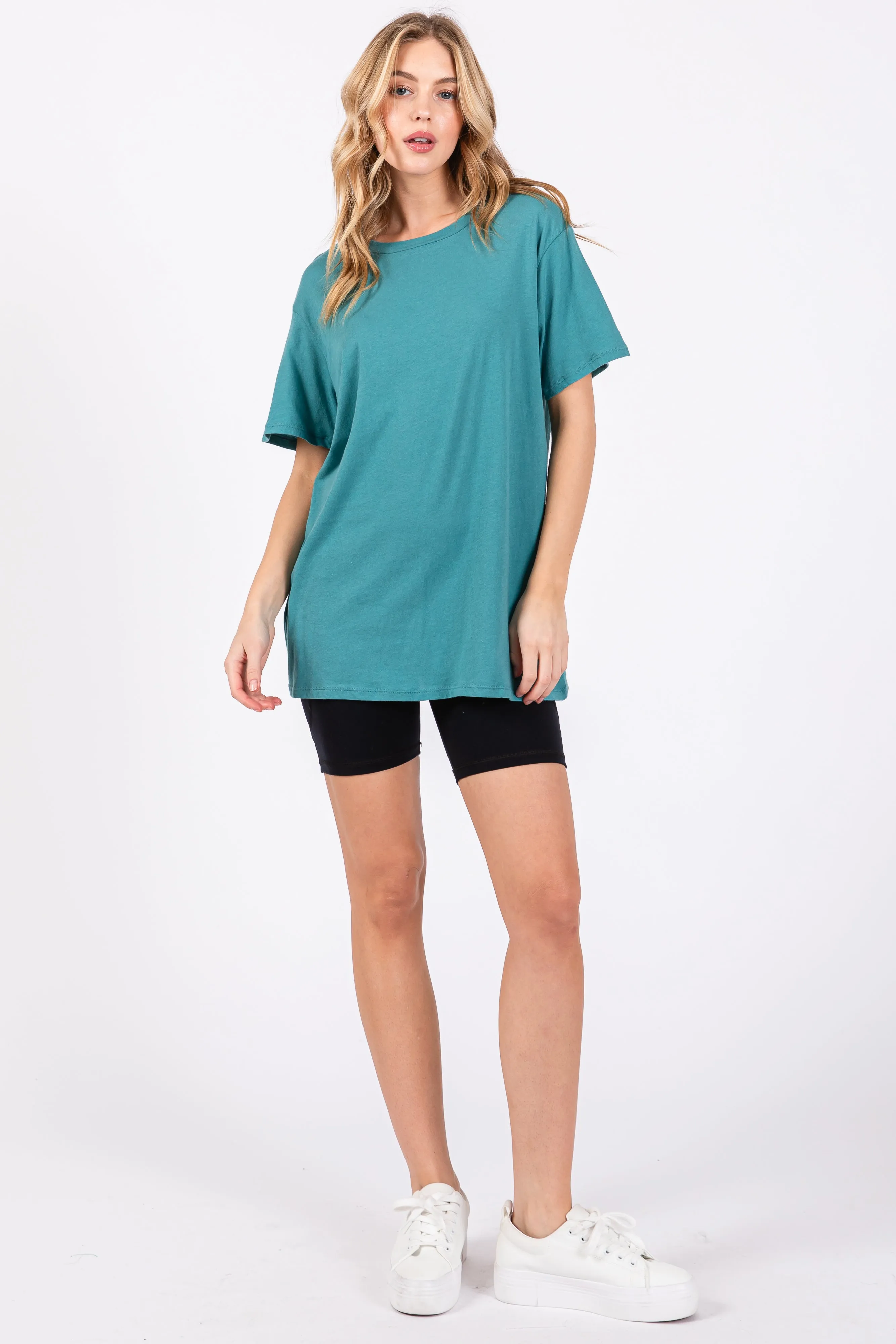 Aqua Oversized Short Sleeve Top