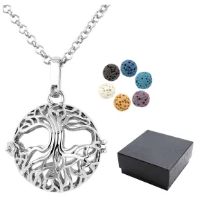 Aromatherapy Essential Oil Diffuser Necklace Antique Silver Tree of Life Locket Pendant Necklace