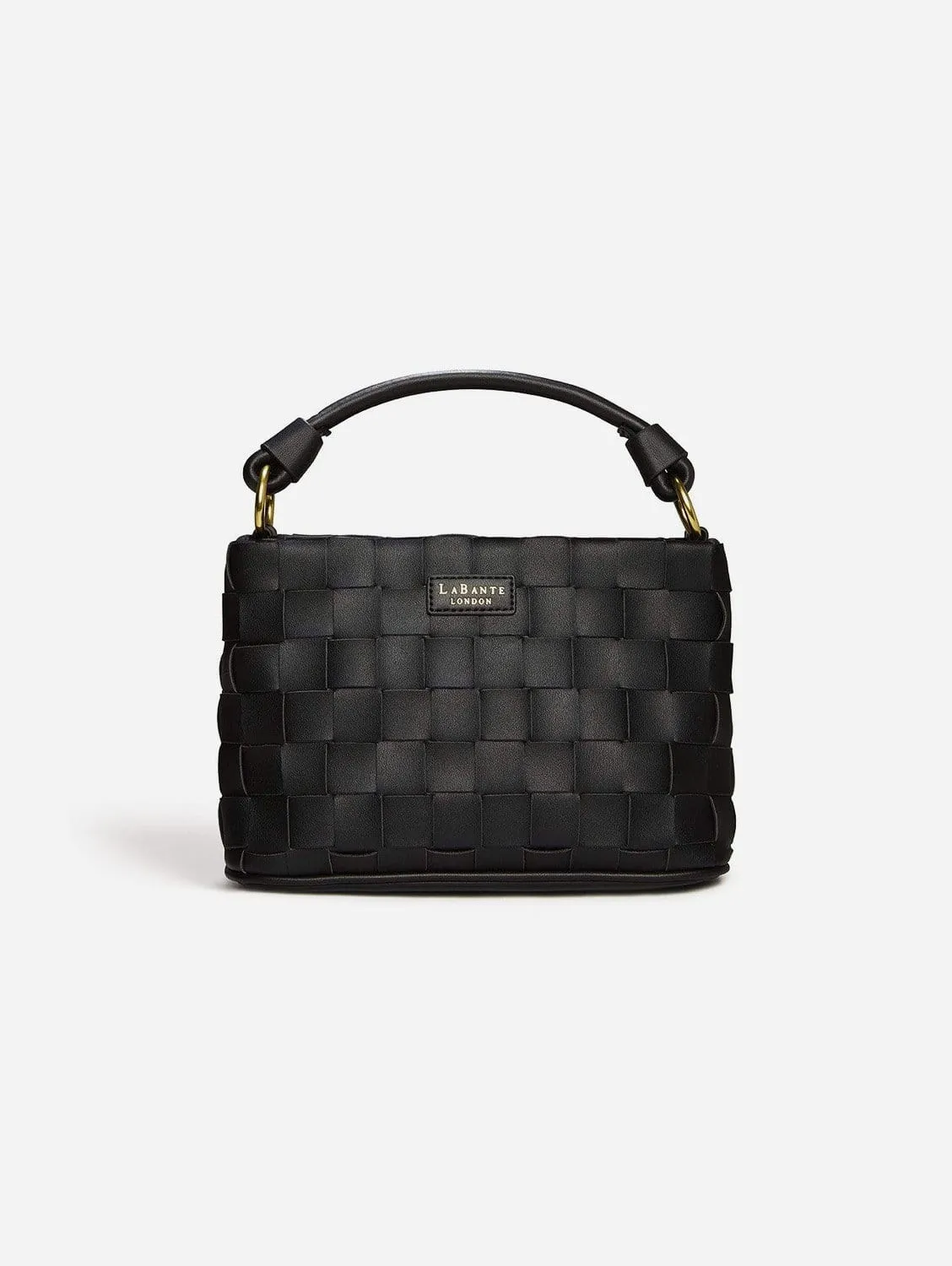 Baby Bella Woven Vegan Leather Crossbody Bag | Black