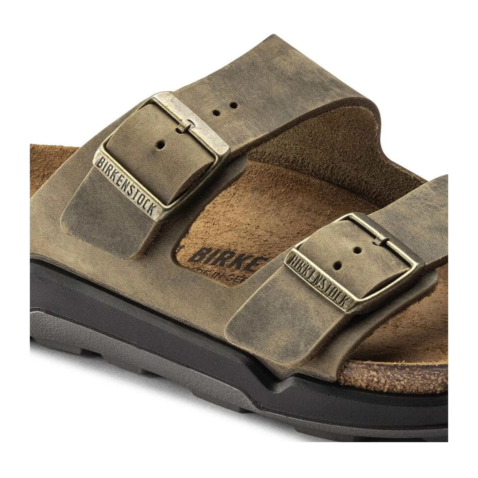 Birkenstock Arizona Crosstown Slide Sandal (Men) - Faded Khaki Oiled Leather