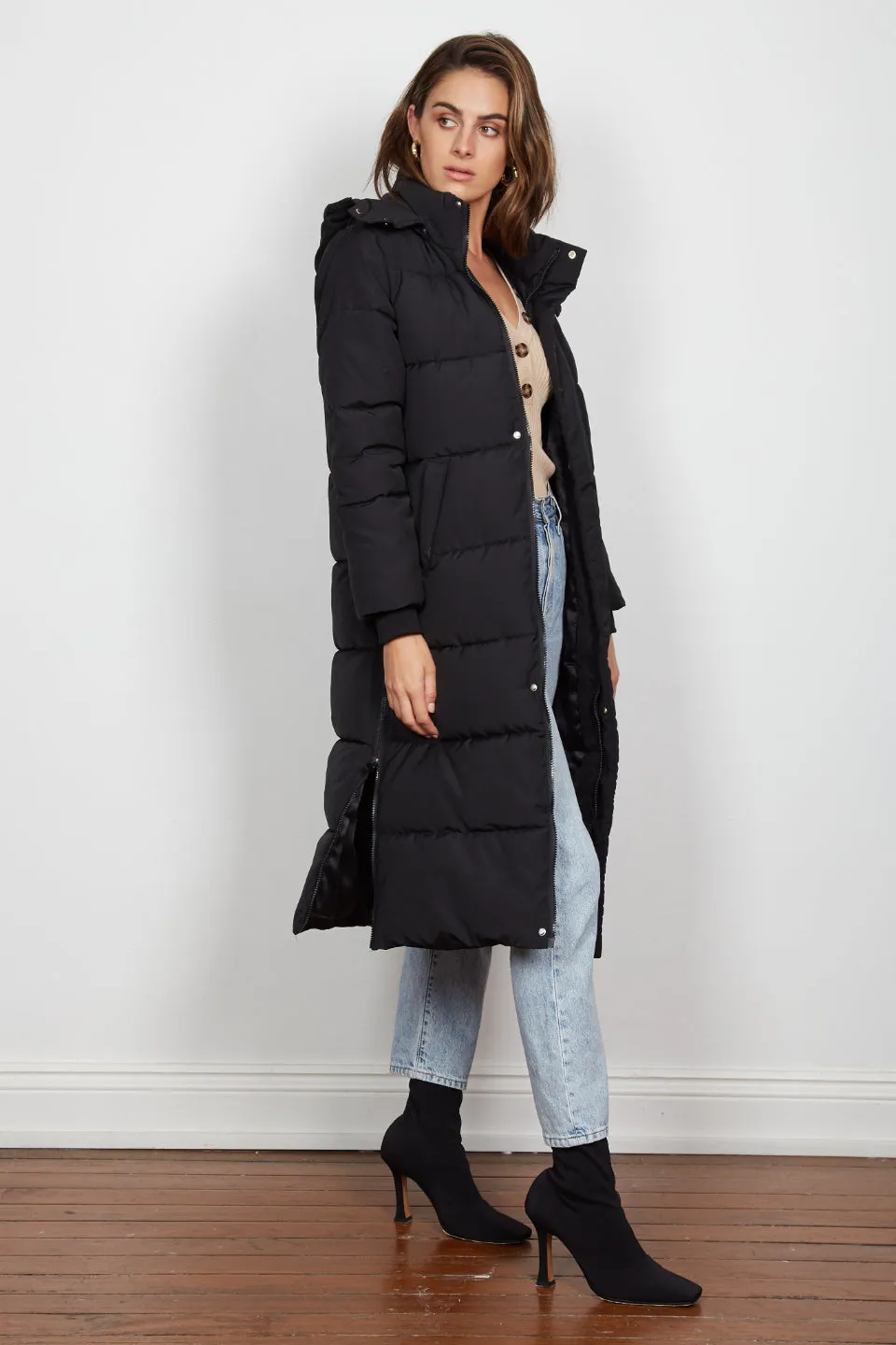 Blizzard Longline Black Puffer Jacket