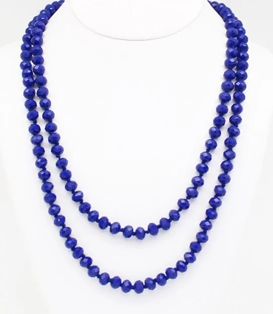 Blue Crystal 60" Strand Layering Necklace