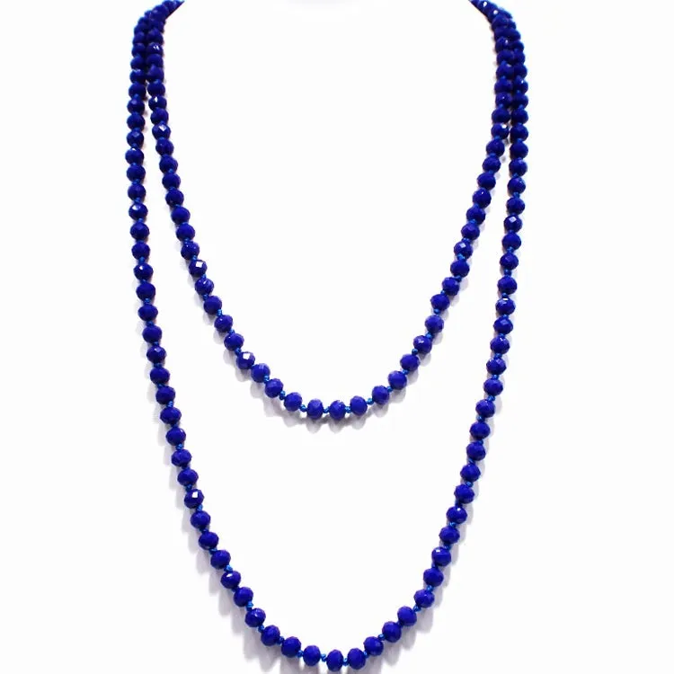 Blue Crystal 60" Strand Layering Necklace