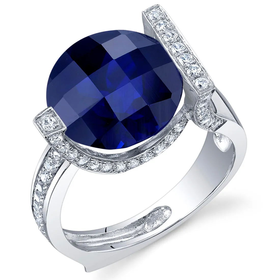 Blue Sapphire Round Cut Sterling Silver Ring Size 8