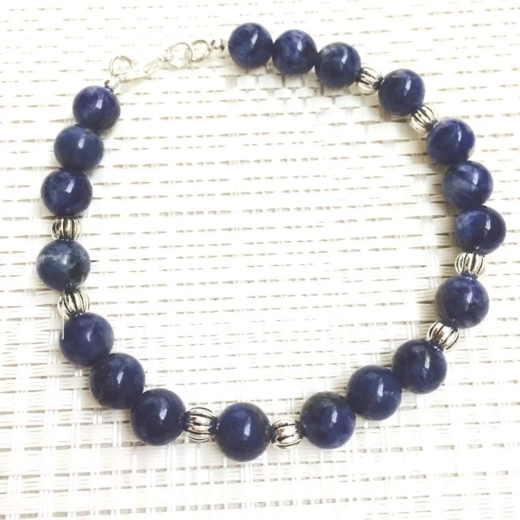 Blue Sodalite Men's Beaded Bracelet