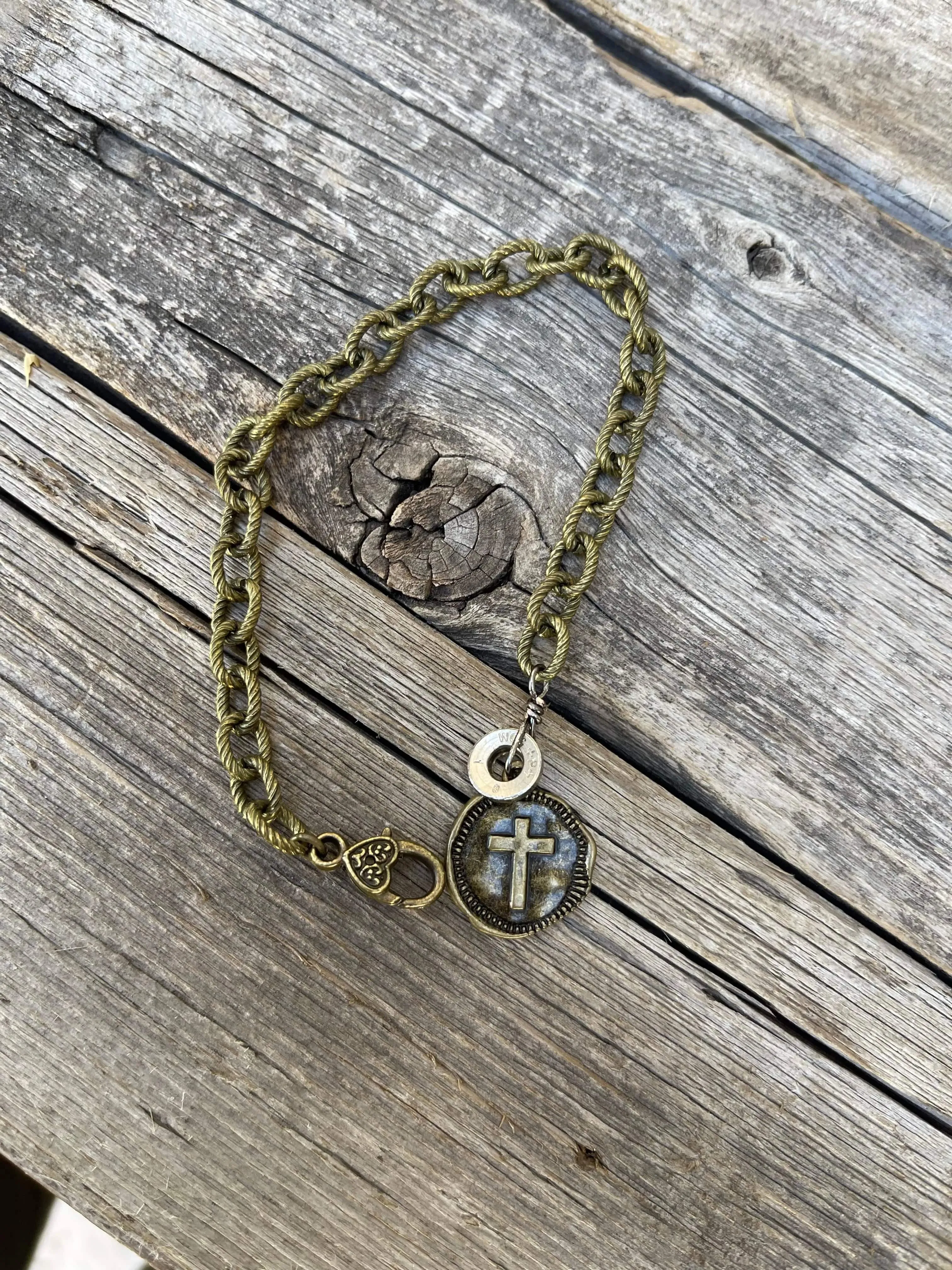 Bullet chain Cross Bracelet