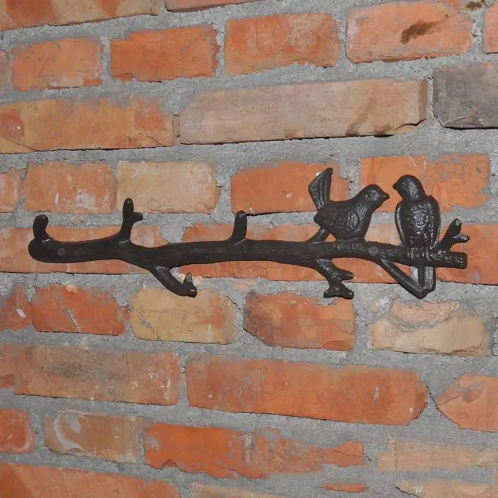 Cast Iron Birds On Branch Hanger With 6 Hooks  Decorative Cast Iron Wall Hook Rack  For Coats, Hats, Keys, Towels, Clothes