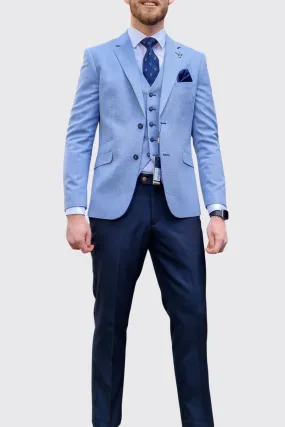 Cavani Miami Sky Blue Suit with Navy Trousers