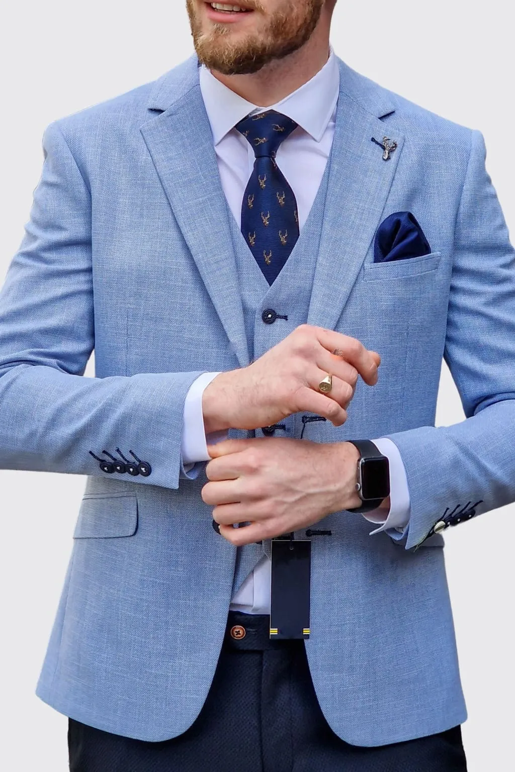 Cavani Miami Sky Blue Suit with Navy Trousers