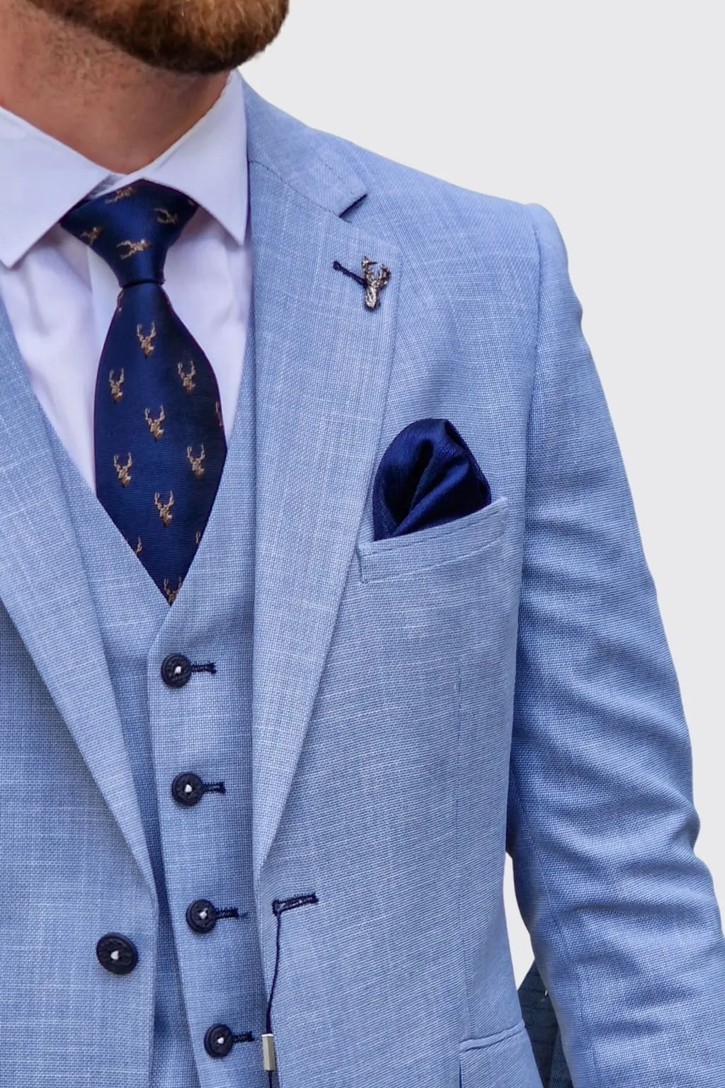 Cavani Miami Sky Blue Suit with Navy Trousers