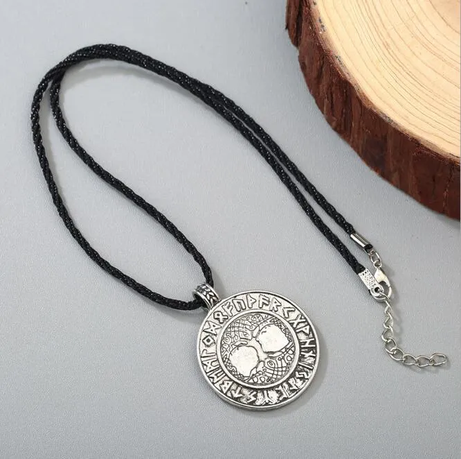 Celtic Tree of Life Stainless Steel Pendant Necklace with Runes