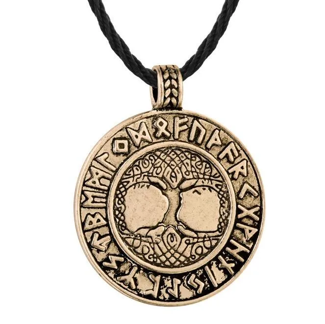 Celtic Tree of Life Stainless Steel Pendant Necklace with Runes