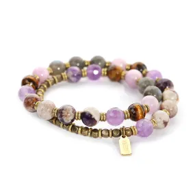 Chevron Amethyst and Kunzite 27 Bead Wrist Mala Bracelet