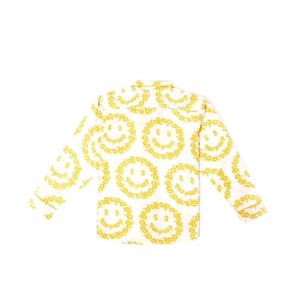 CHINA TOWN MARKET FLORAL SMILEY SHIRT PAJAM-WHITE