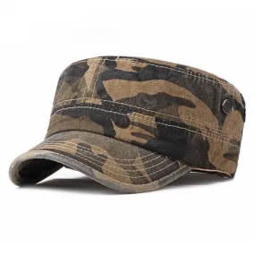 Classic Adjustable Camouflage Cotton Flat Top Cadet Patrol Army Military Cap