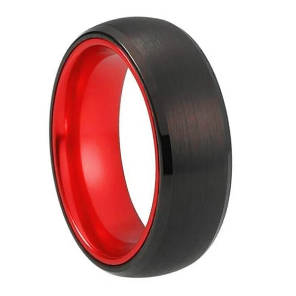 Classic Red and Black-Plated Tungsten Wedding Ring