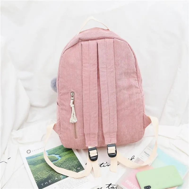 Corduroy Fashion Backpack for School or Everyday Use