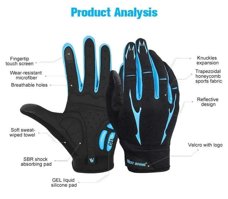 Cycling Gloves Men Women Sports Full Finger GEL Bike Gloves Touch Screen Windproof Warm MTB Road Bicycle Gloves